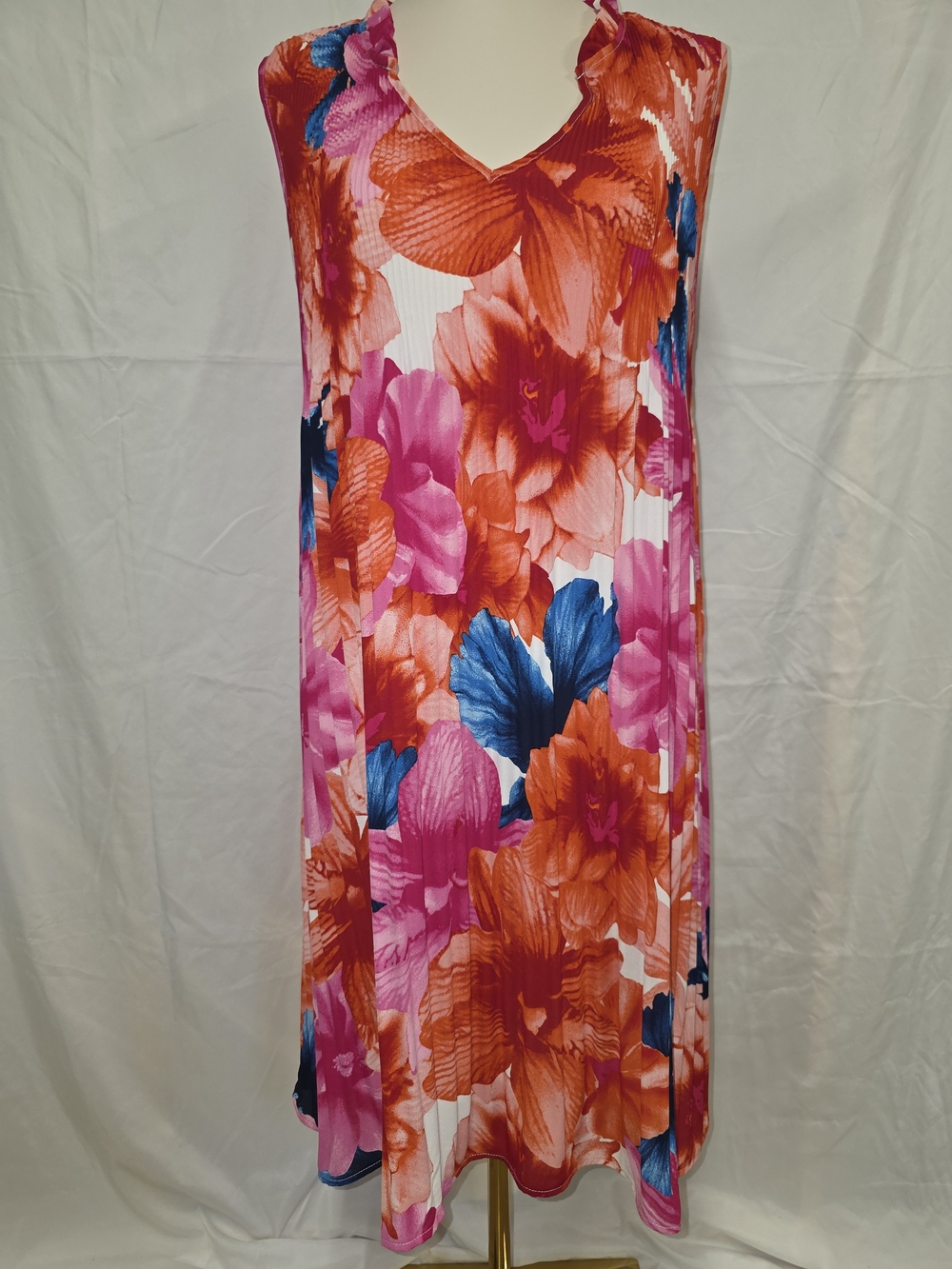 Chloe+Rene Floral Pleated Maxi Dress - Pink, Orange & Blue